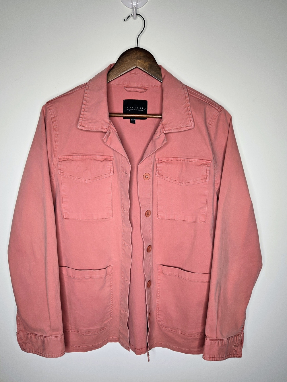 Sanctuary Dusty Blush Pink Four Pocket Button Up Utility Cargo Jacket W-Size M